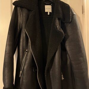 Avec Les Filles Faux Shearling Moto Jacket